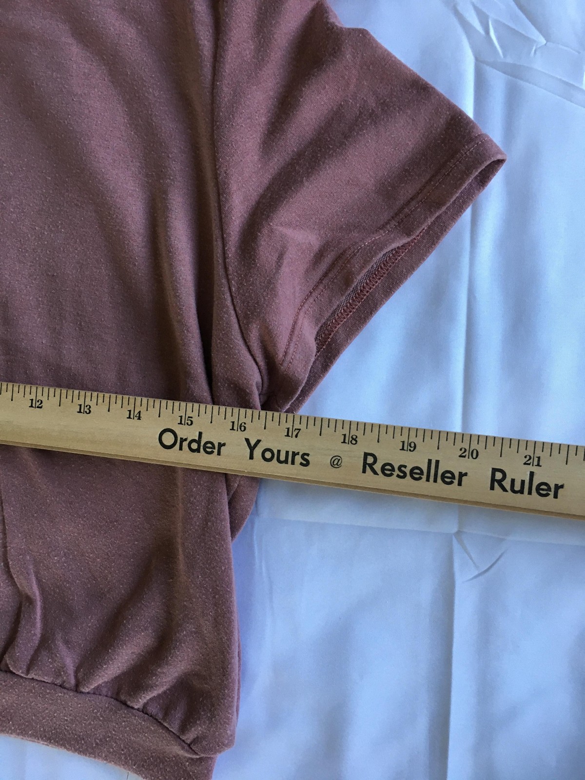 Lulus Shirt Womens Medium Mauve Short Sleeve Banded Hem Crewneck Made in USA