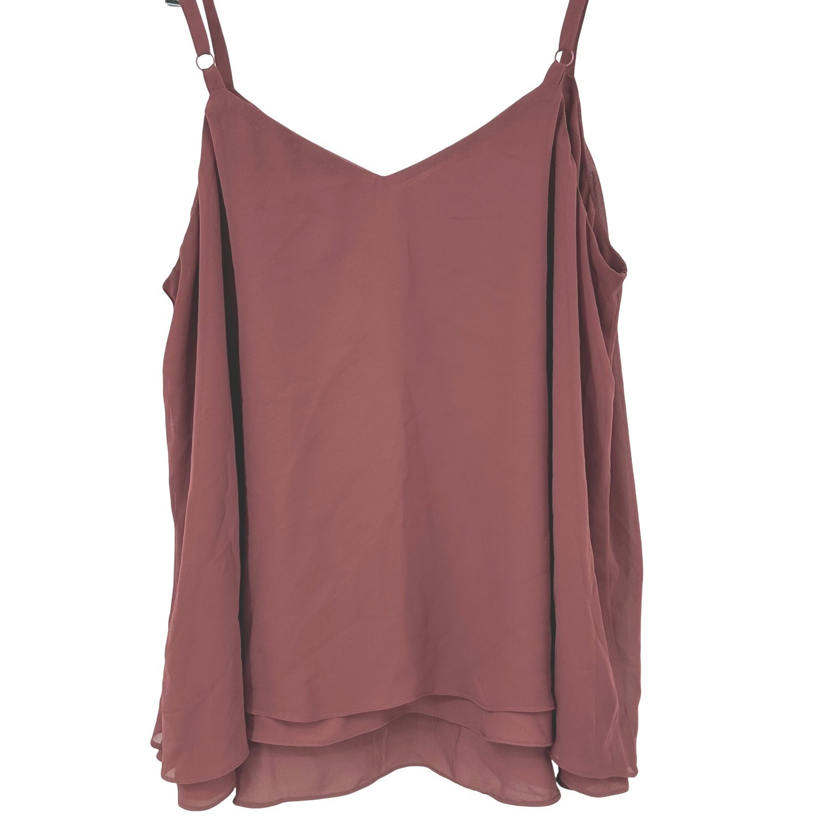 Womens Plus Size Torrid Chiffon Camisole Rosewood Mauve Layered Tank Top 0 L