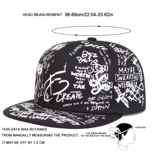 Unisex Black White Letter Print Baseball Cap Adjustable Casual Outdoor Hat