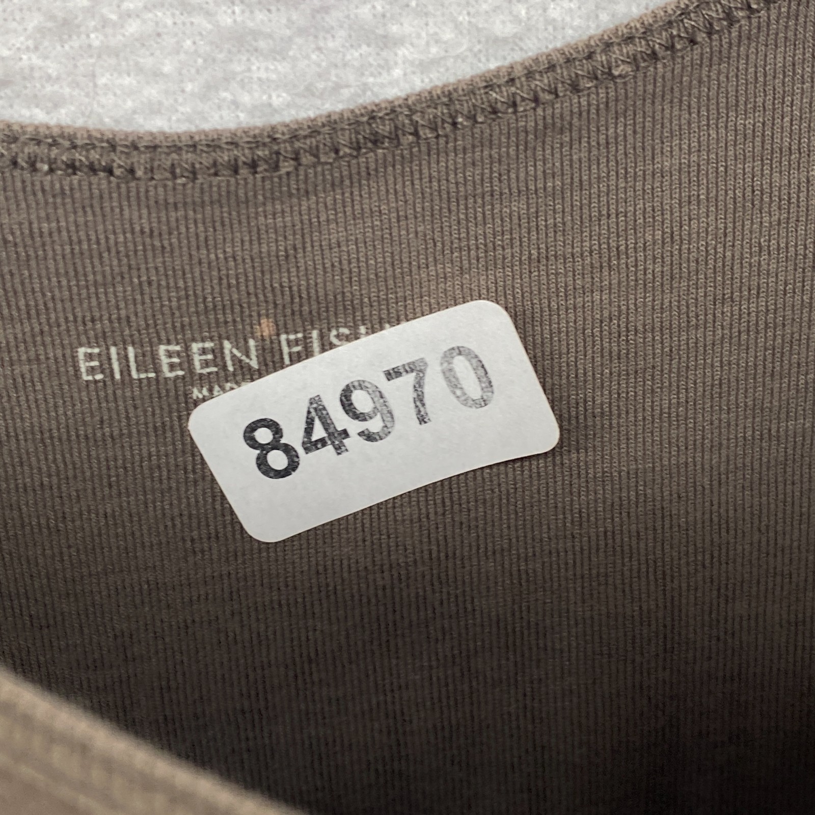 EILEEN FISHER Tank Top M Organic Cotton Ribbed Jersey Cami Slim Scoop Neck Brown