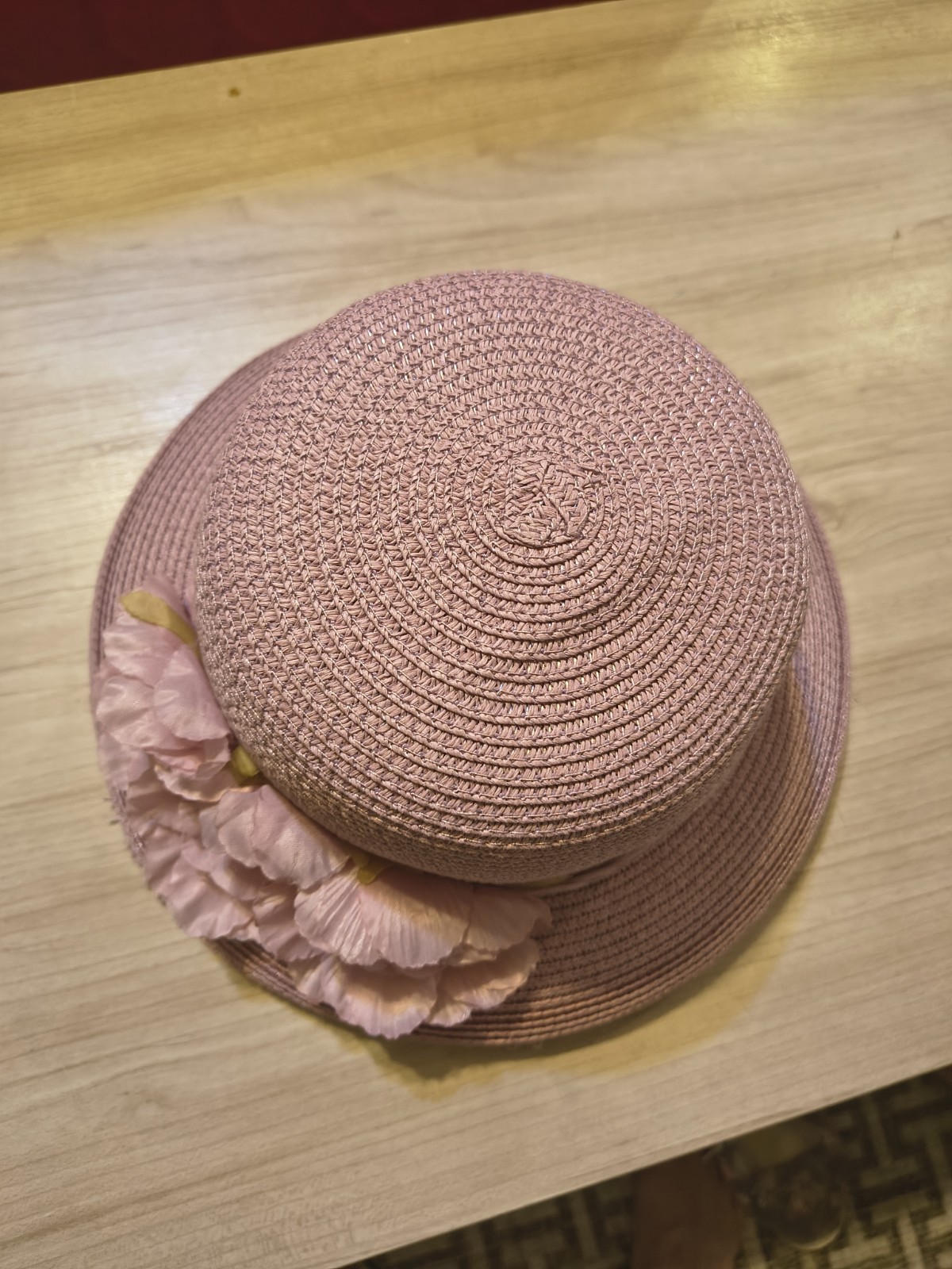 Women’s Hat Pink With Floral Embellishments See Pictures
