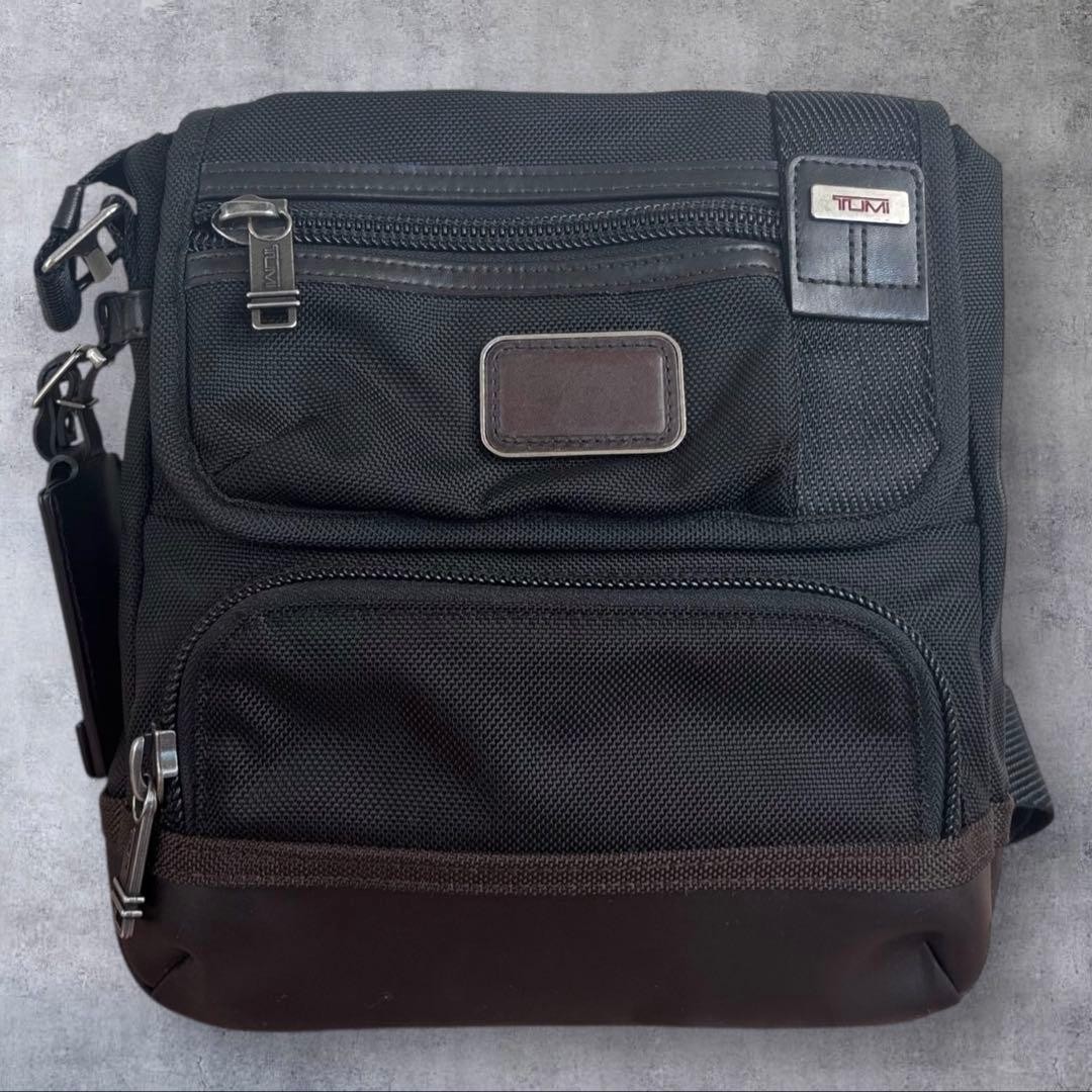 TUMI Alpha Bravo Barstow Crossbody Bag Nylon Leather Men Black Dark Brown
