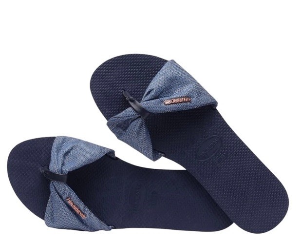 Havaianas Women’s You St. Tropez Shine Bow Flip Flop Sandal, Navy Blue, 11/12