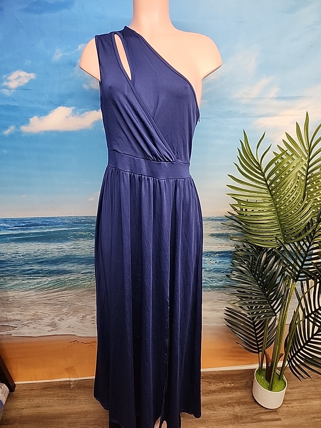 No Tags Lyaner Women’s One Shoulder Dress Blue Color Size Large
