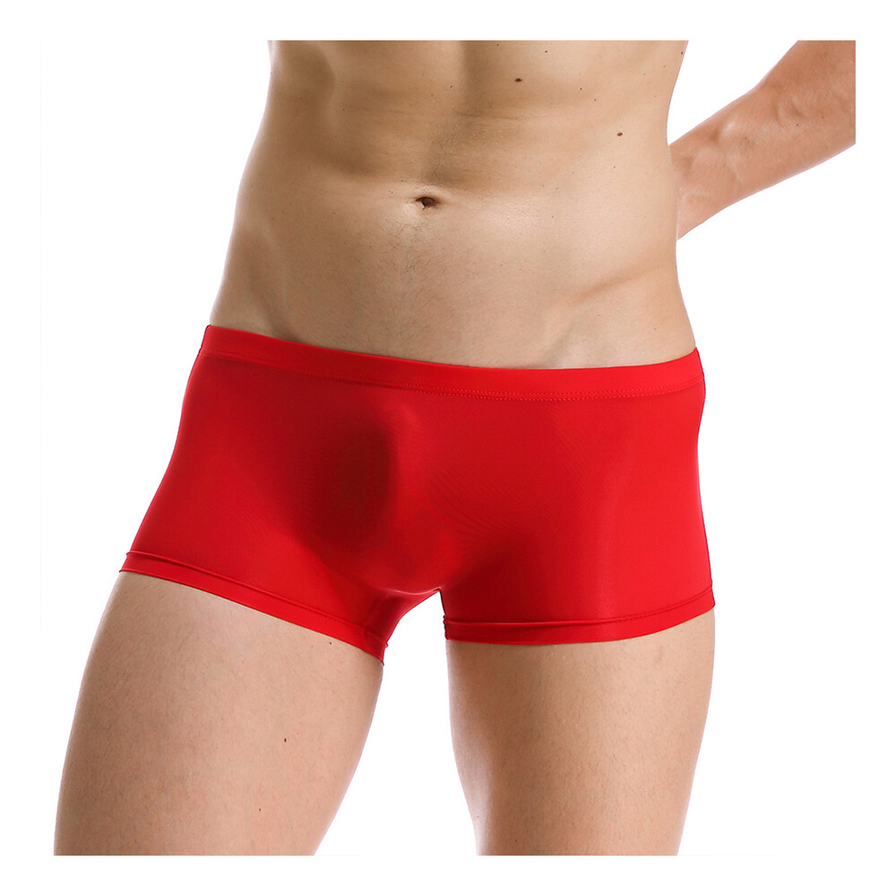 Sexy Men Ice Silk Seamless Boxer Briefs Pouch Underwear Shorts Trunks Underpants