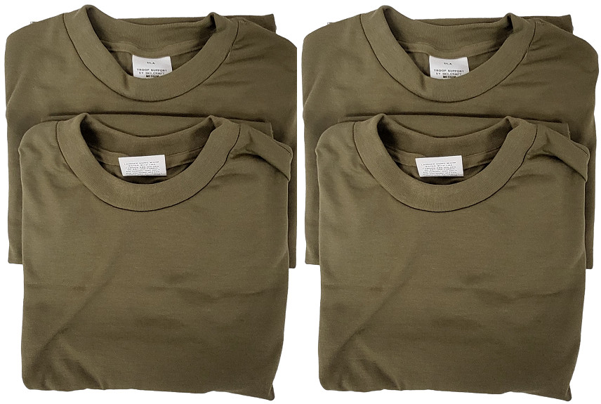 (4 PACK) DLA Skillcraft Troop Support Coyote Med Crew Neck Army Military T-Shirt