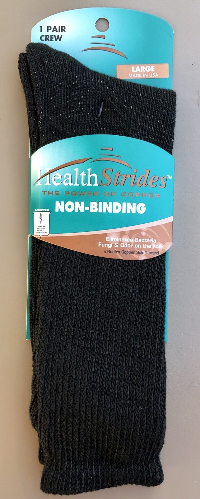 2x Men’s COPPER SOLE HEALTH STRIDES Non-Binding Crew Socks Black Size 8.5-12 USA