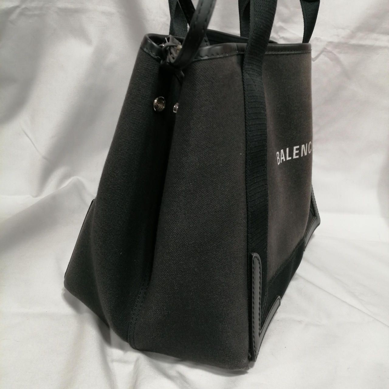 BALENCIAGA Canvas Leather Tote Bag Black 339933-1000 Used