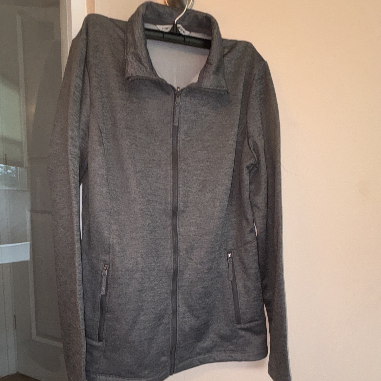 Port Authority Women’s S Gray Fleece Full-Zip Jacket w/ Zipped Pockets Mid