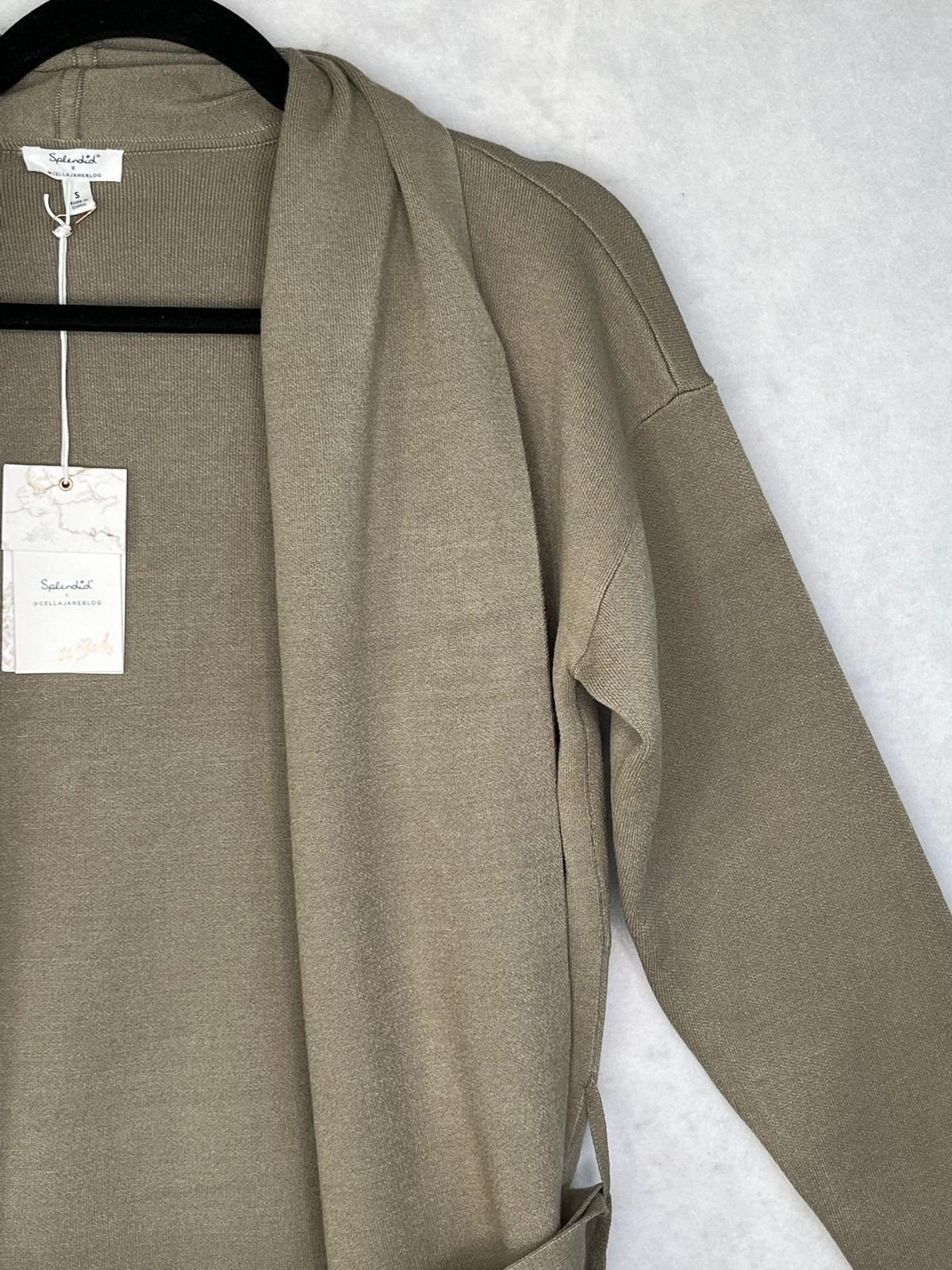 Splendid x Cella Jane Cardigan Womens Small Taupe Belted Wrap Coatigan RSS5730