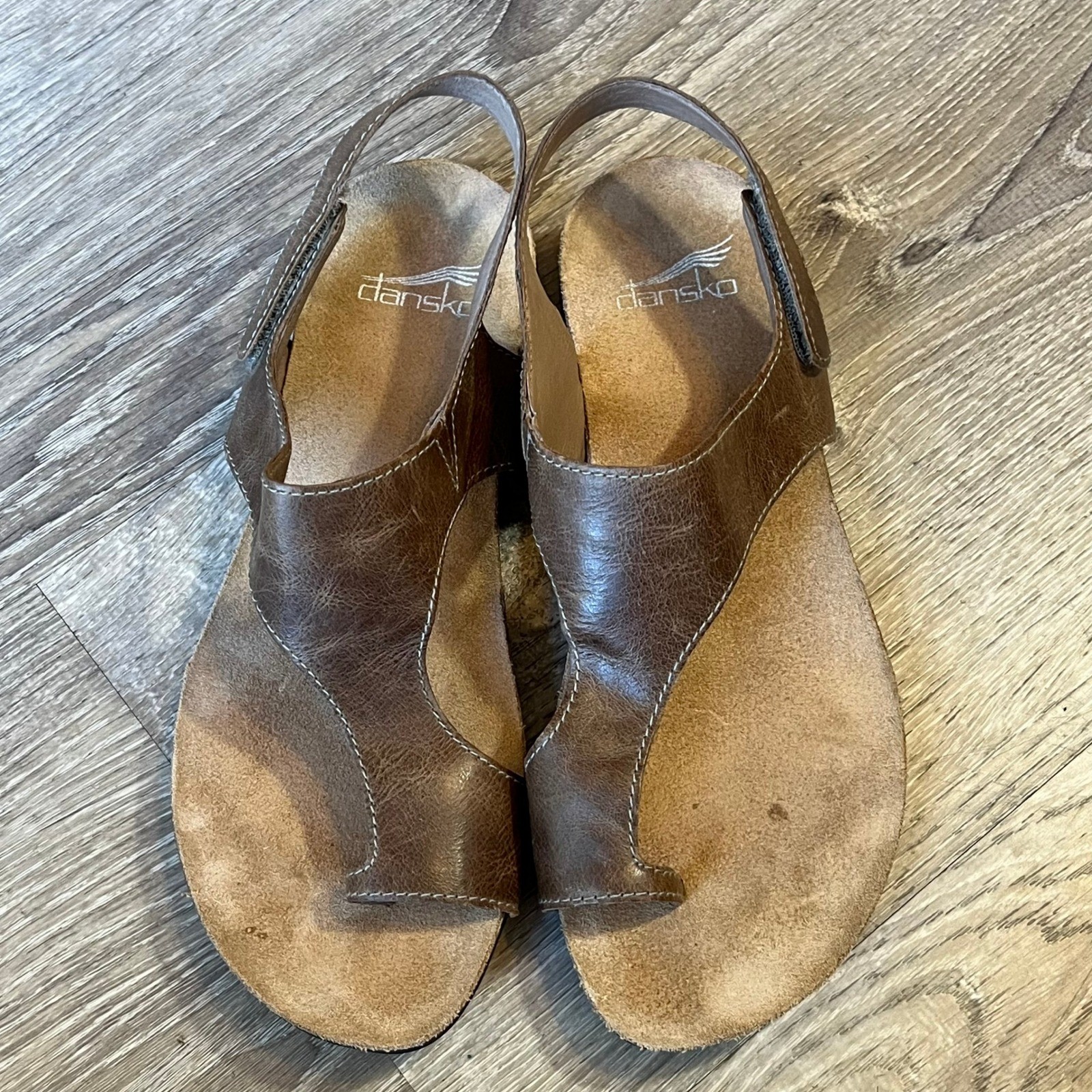 Dansko Reece Womens Brown Leather Toe Loop Slingback Sandals Size 37 6024795300