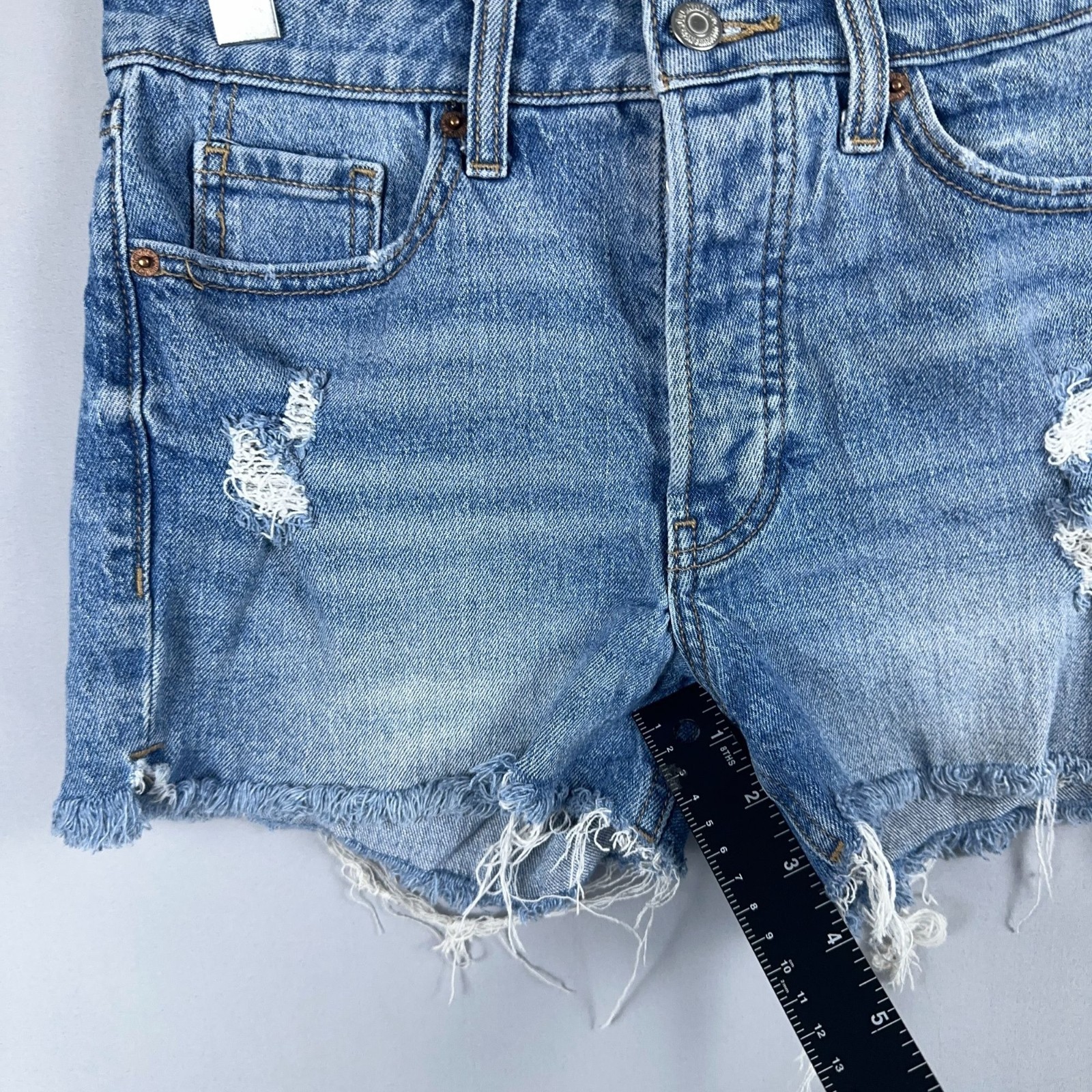 Old Navy Cut Off Shorts Size 4 High-Rise OG Straight Blue Distressed Frayed Hem