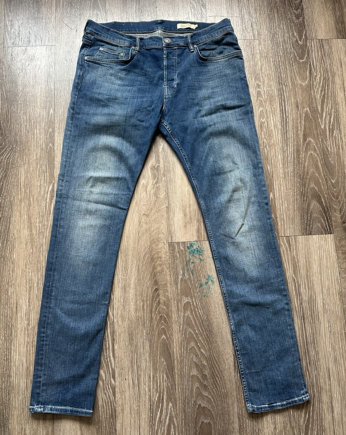 ALLSAINTS Men’s Blue Denim Skinny Slim Cigarette Jeans Size 34