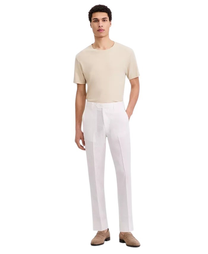 Nautica Mens Modern fit Dress Pants 34 / 32 White Solid Linen