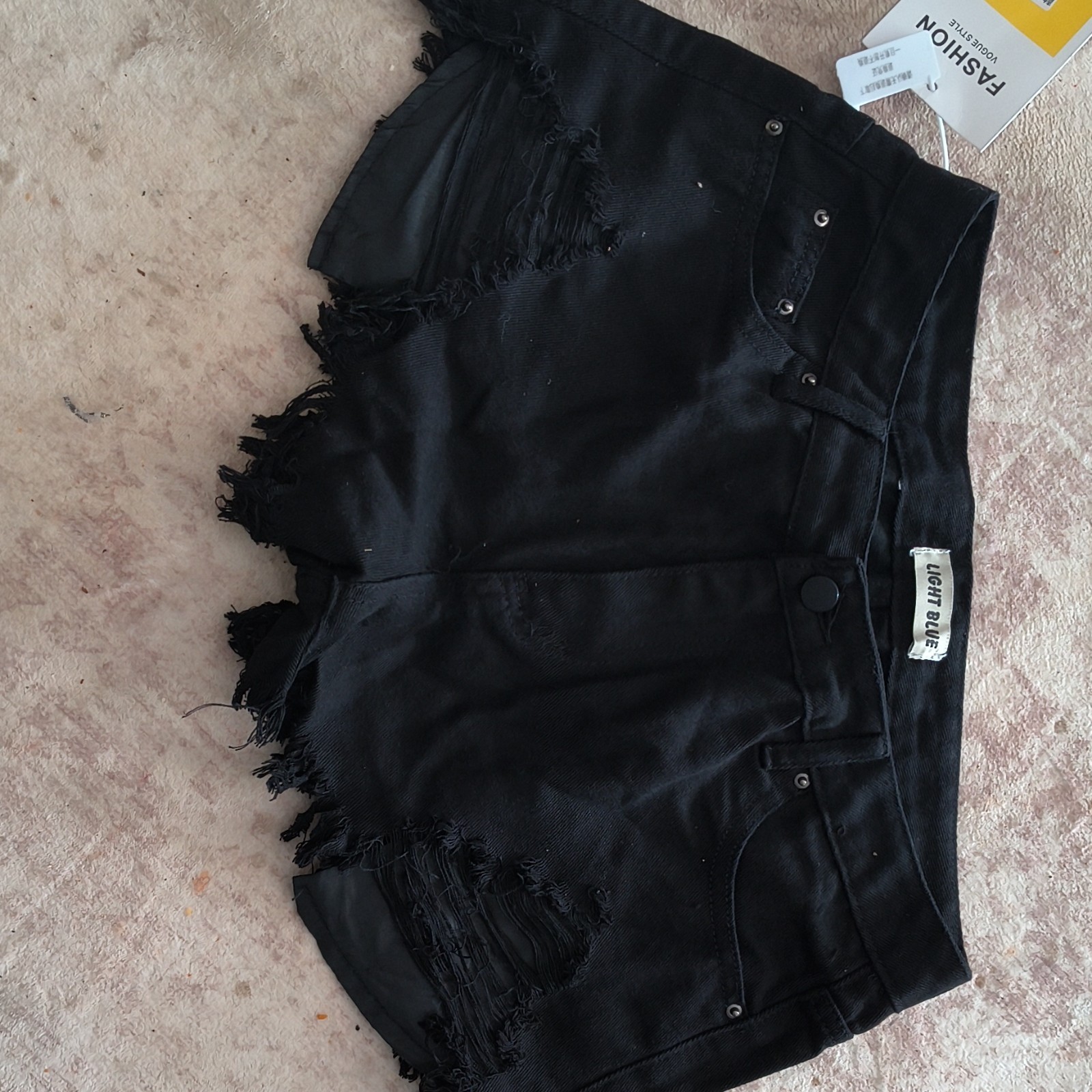 Fashion Women’s 2XL Plus Black Denim Cut Off Shorts High Rise 5-Pocket Button