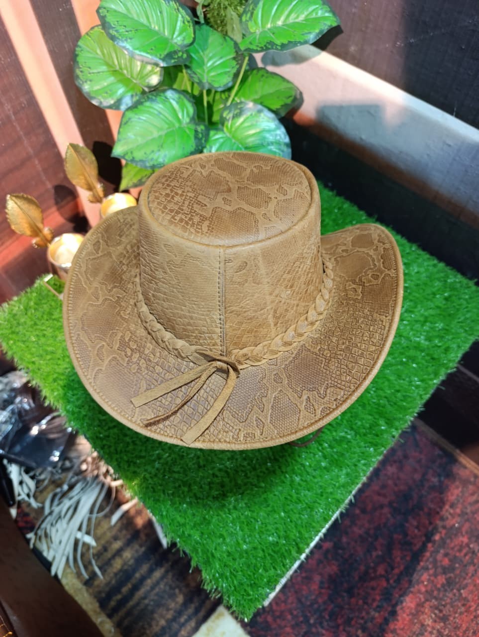 Western Style Genuine Leather Python Cowboy Hat Wide Brim for Men & Women