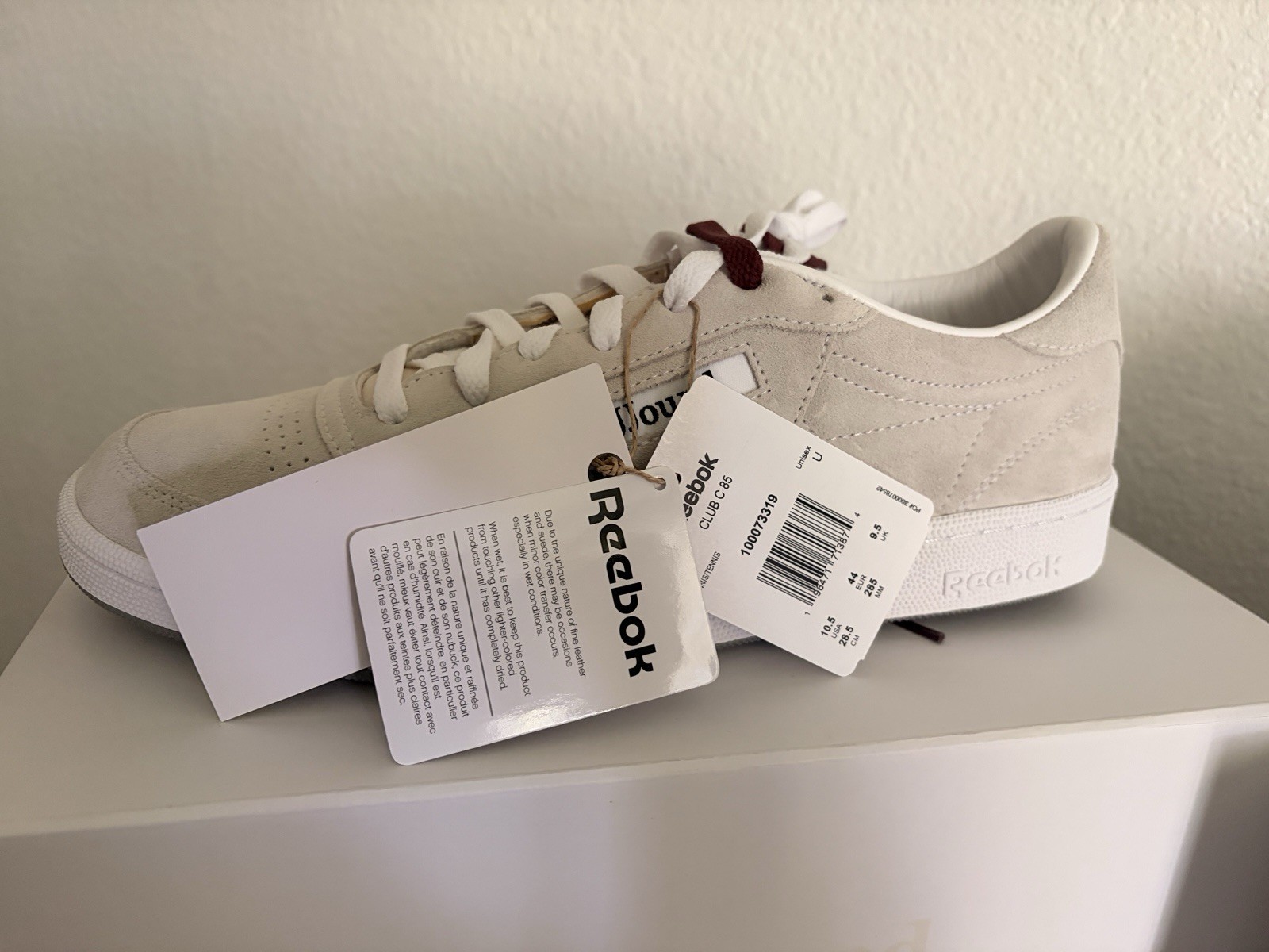Men Reebok x JJJJound Club C 85 “Cork” Ivory Suede Low Top Sneaker