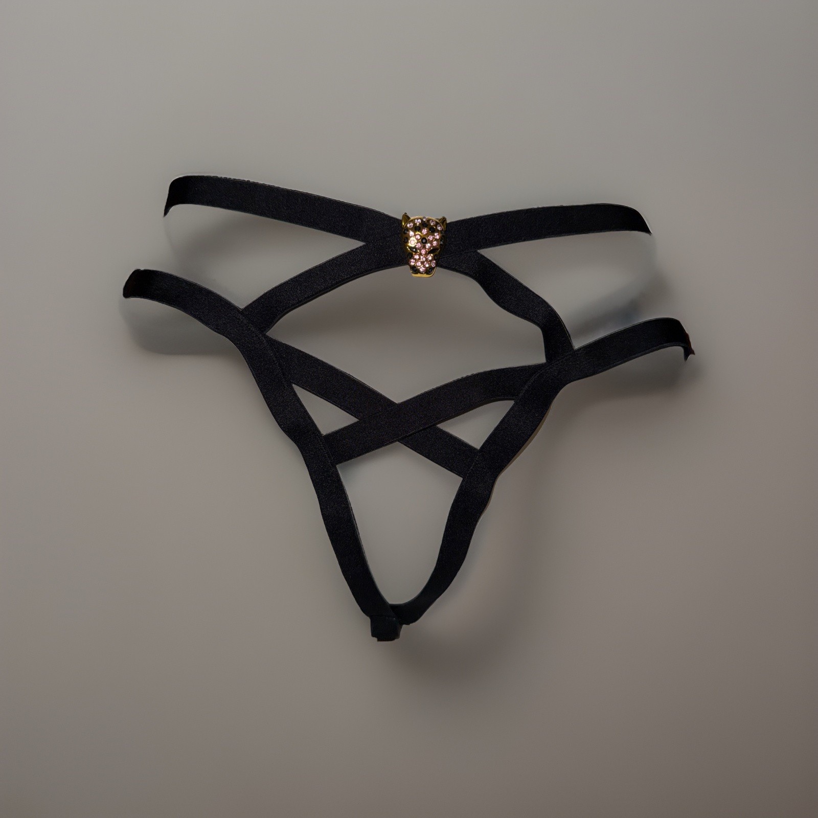 Victoria’s Secret Leo Hardware Strappy Peekaboo CROTCHLESS Cheeky Panty Sz M NWT