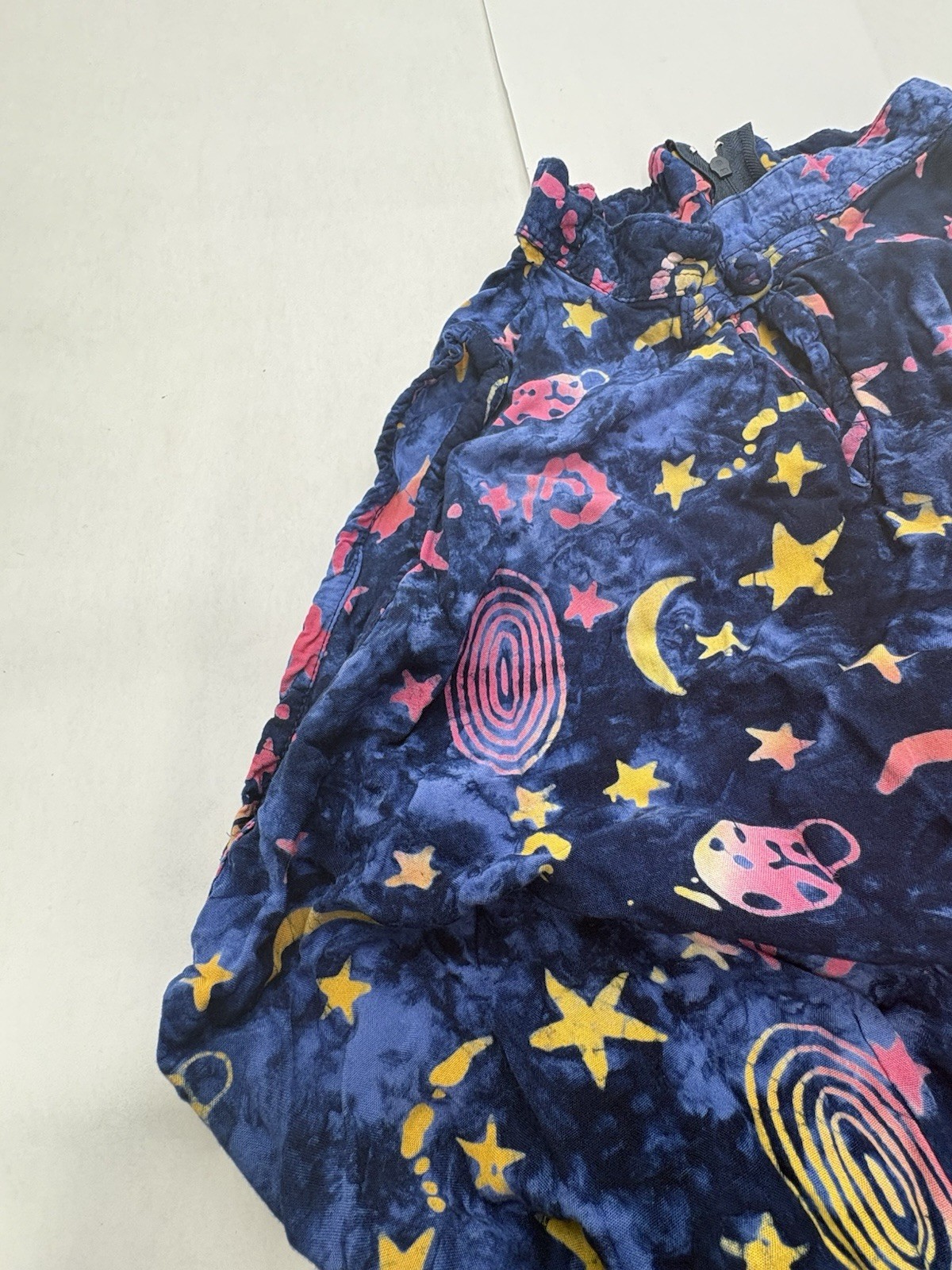 Vintage SKY Womens XL Celestial Maxi Dress Blue Star Moon Rayon Side Slits