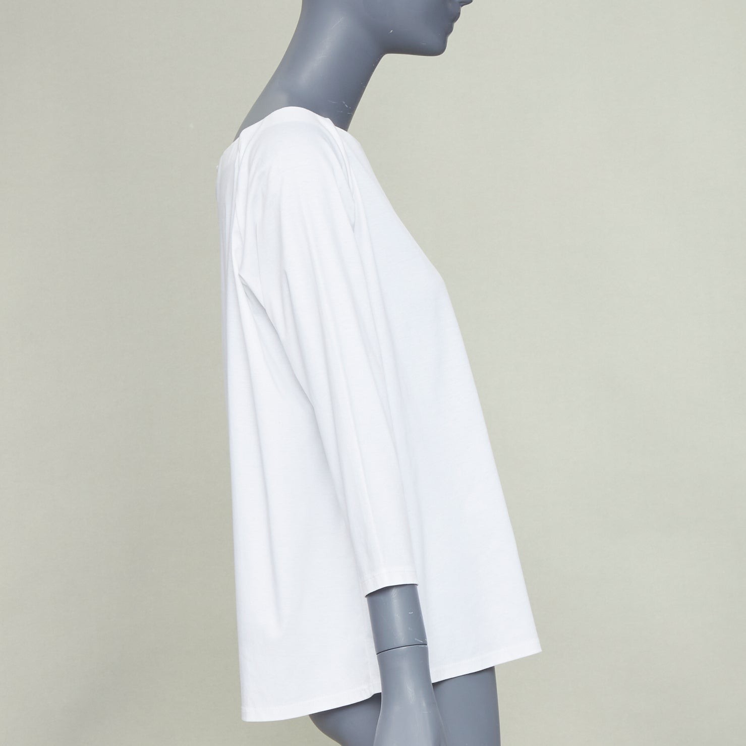 THE ROW Pepper white cotton stand up tape lined bateau neck crop sleeves top XS