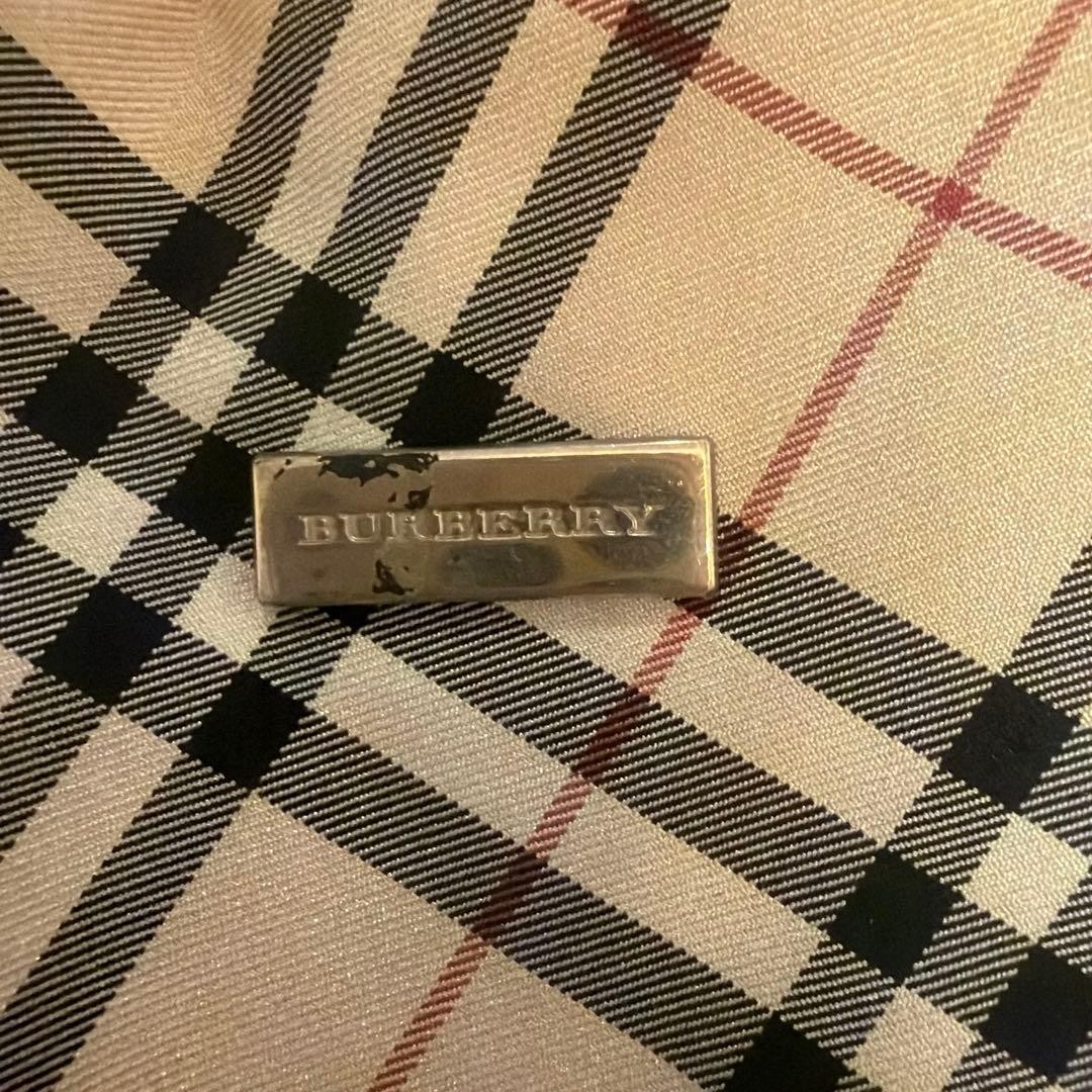 Burberry Nova Check Nylon Tote Bag Leather Handles Used, 8x11x11.4 in