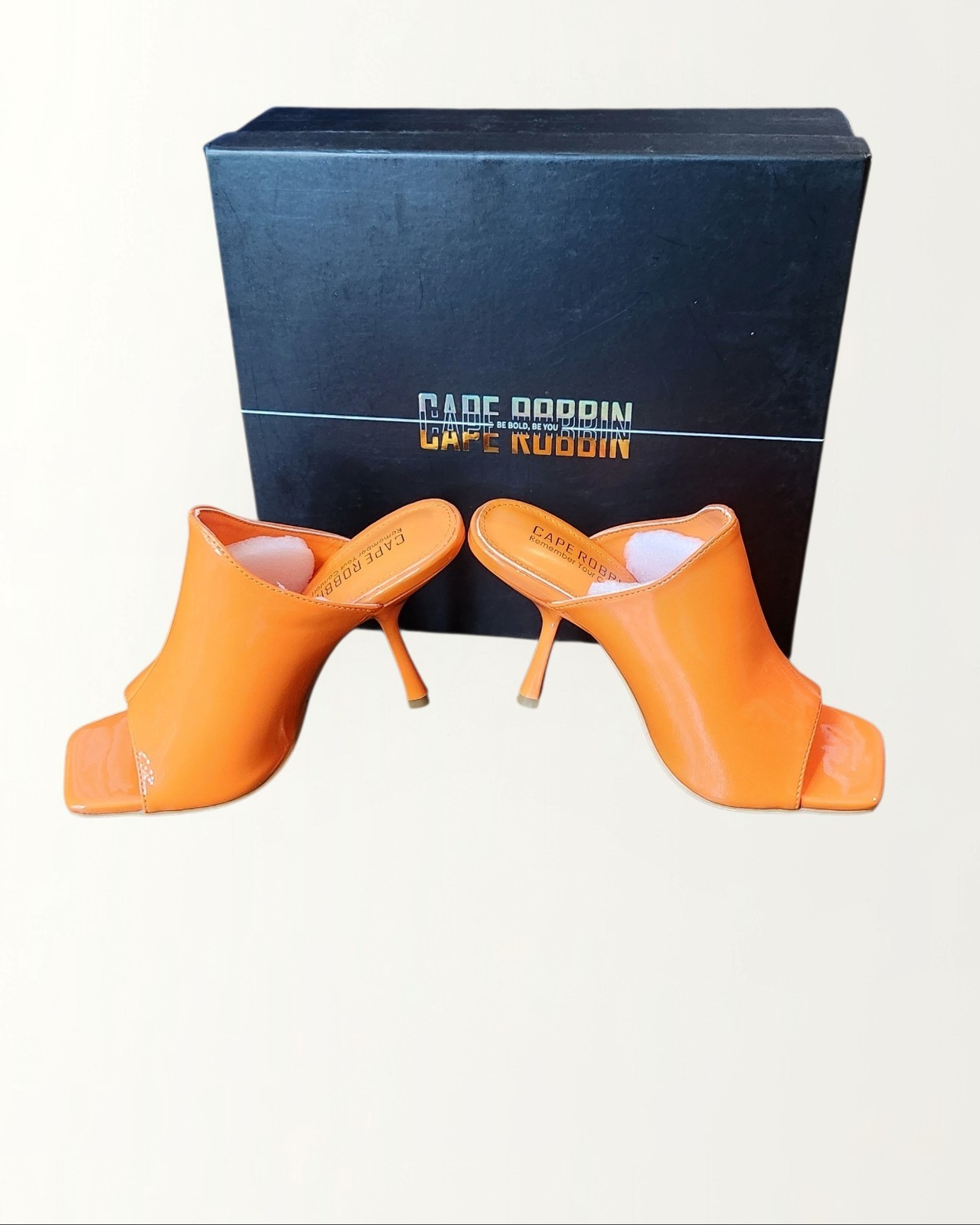NIB Women’s Orange Open Toe Slip-On Mule Stiletto HeelS Size 5.5