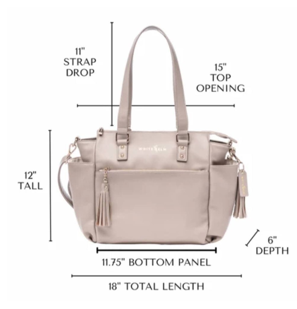 White Elm Brown Satchel Top Handle Bag Zip Tassel Detachable Strap Pockets