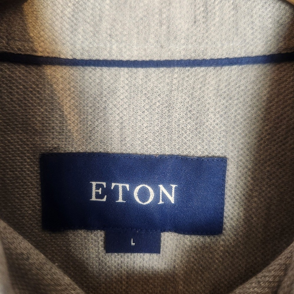 Eton Contemporary Fit Jersey Shirt Men’s Large Gray Long Sleeve Button Down