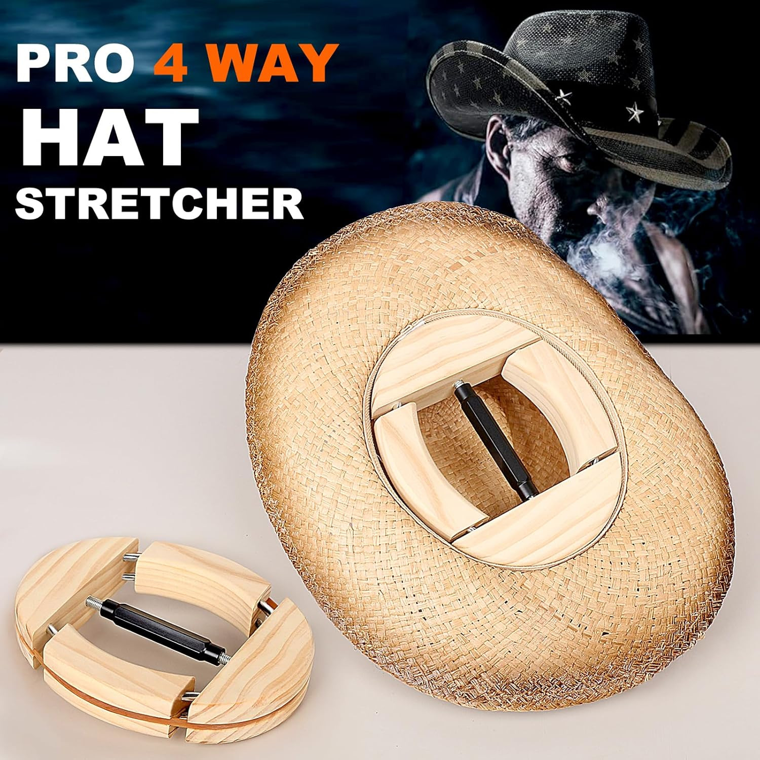 Hat Stretcher 4 Way, Hat Stretcher for Fitted Hats Size 6 7/8 to 8 1/2,