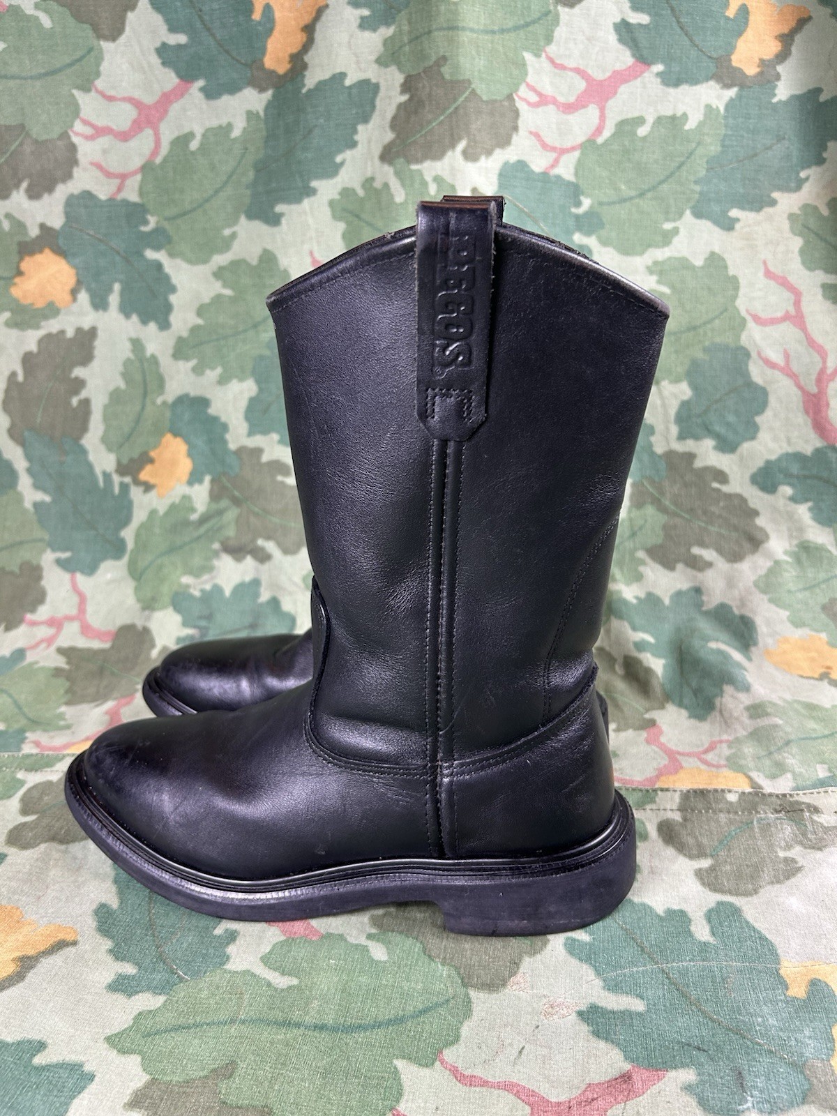Red Wing Pecos 1125 Boots Mens 8 D Black Leather Western Motorcycle USA Pull On