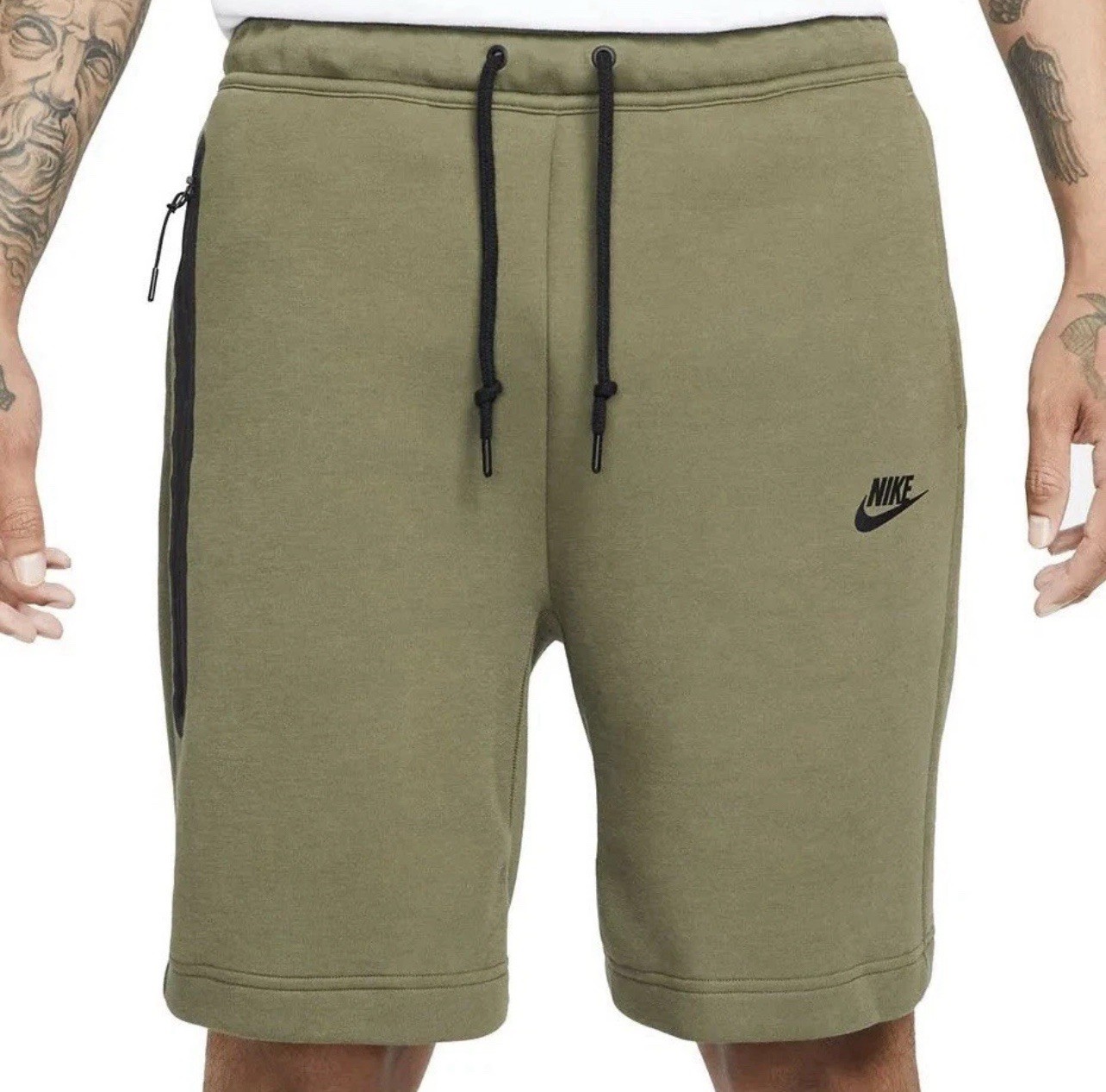Size M- Nike Sportswear Tech Fleece Neutral Olive Black Lifestyle Shorts