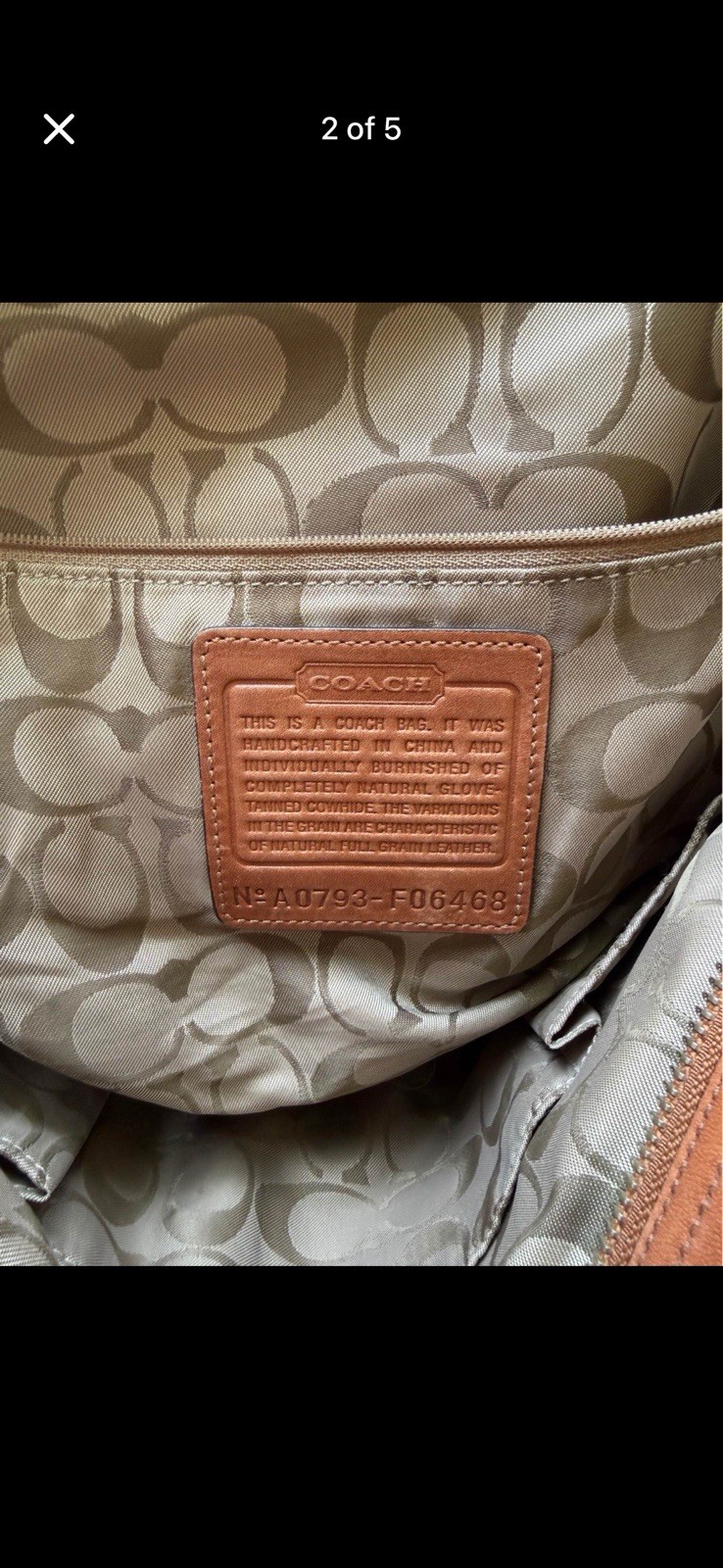 Coach Soho Brown Logo Shoulder Bag Zip Buckle Accent Silver Hardware Pockets