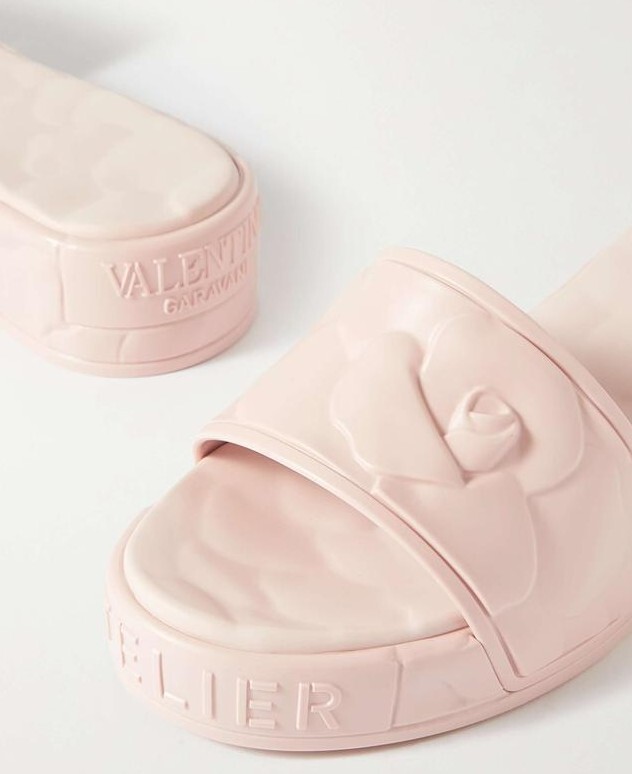 NEW Valentino Platform Sculpted Poolside Mules Slides Rose Pink 37 38 39 40 41