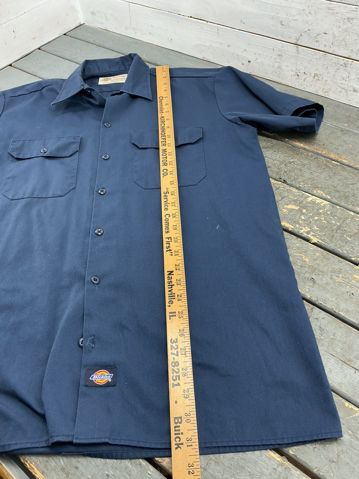 Dickies Work Shirt Men’s Medium Blue Short Sleeve Button Up