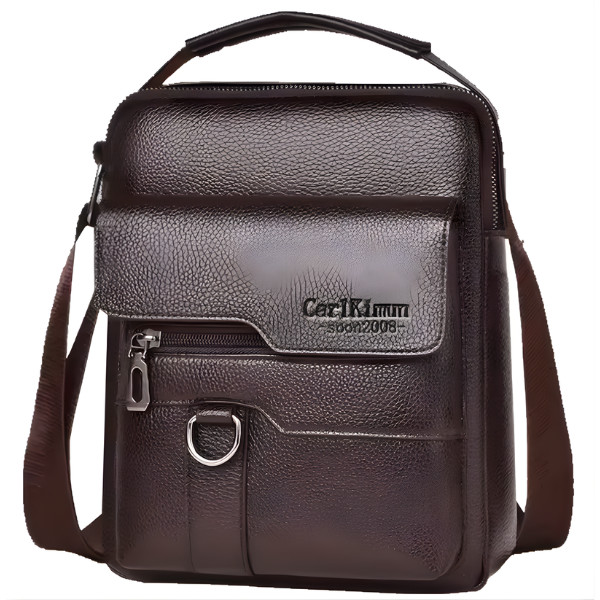 Multi-purpose men’s shoulder bag for work, PU crossbody briefcase with handle