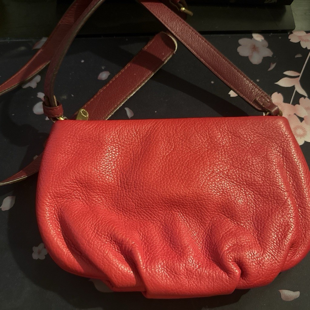Vintage Marc by Marc Jacobs Small Red Pebbled Crossbody Zip Gold