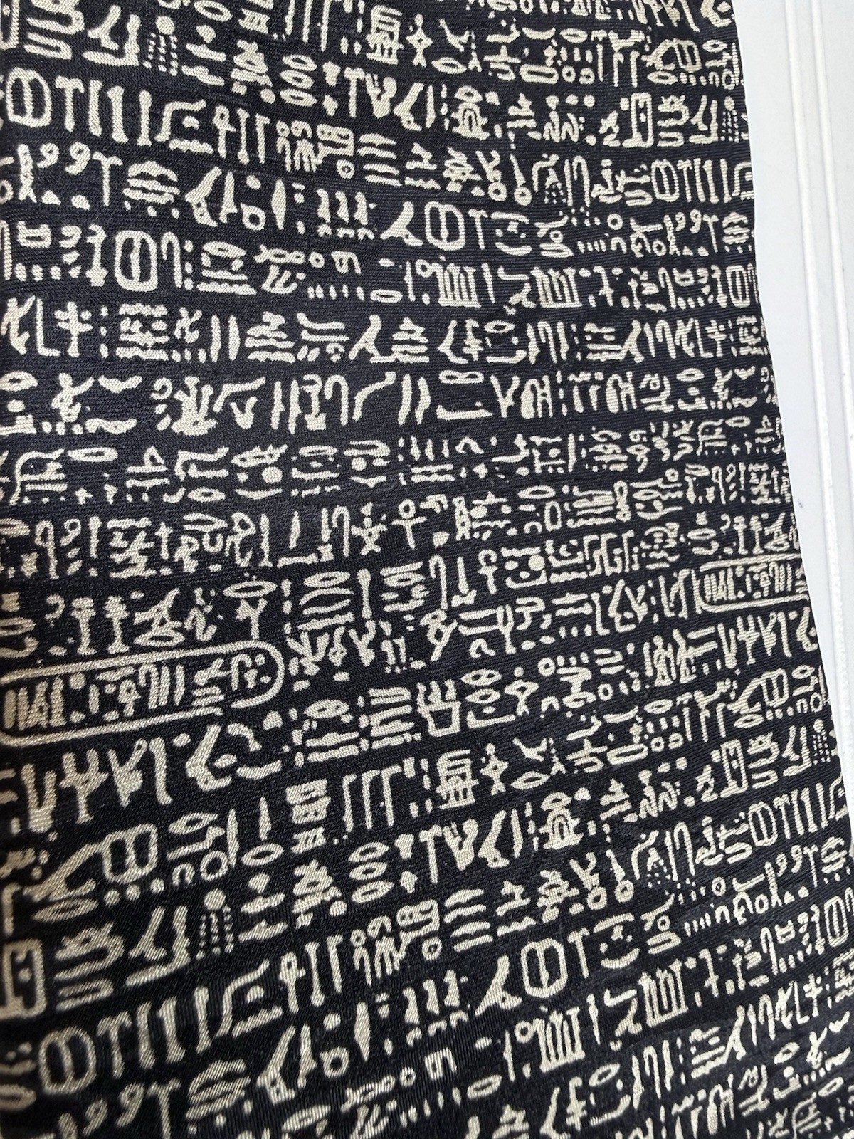 Museum Artifacts Rosetta Stone All Silk Tie Mens Black White Hieroglyphics NEW