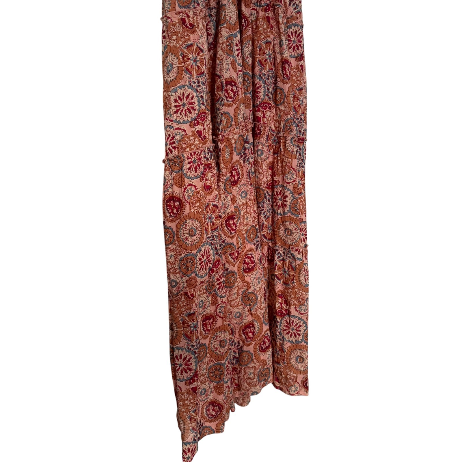 Maison Hotel Kaleidoscope Charlotte Maxi Tiered Boho Dress Size S Rust Petunia