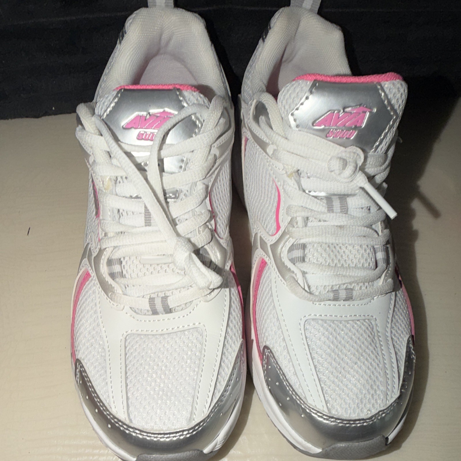 Avia 5000 WMAV43GX002EL White Pink Silver Lace Up Mesh Women’s Sneaker