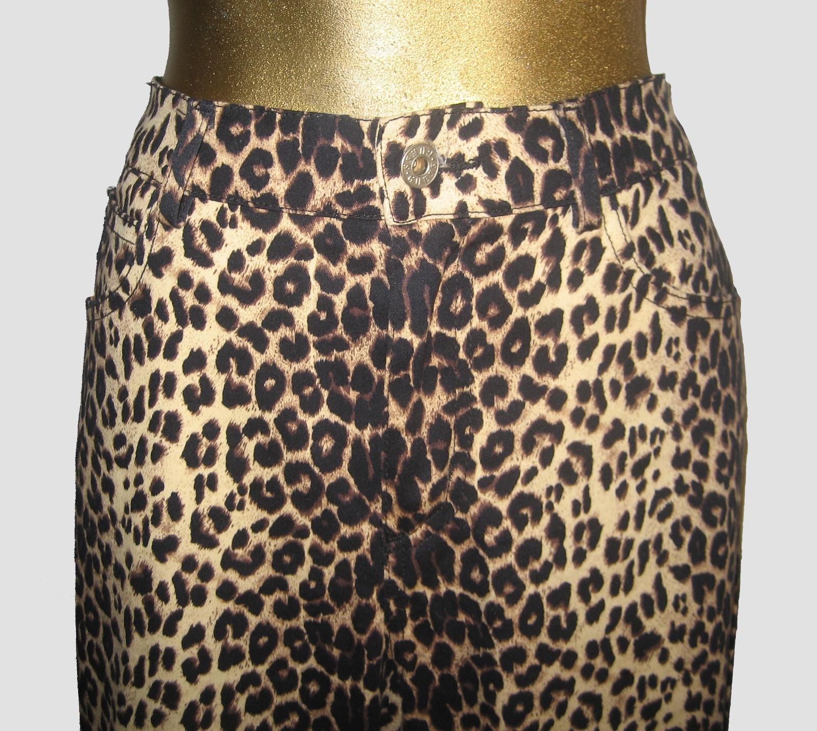VTG GUESS JEANS USA CLASSIC LEOPARD PRINT TROUSER JEANS LT STRETCH SEXY LNC 32