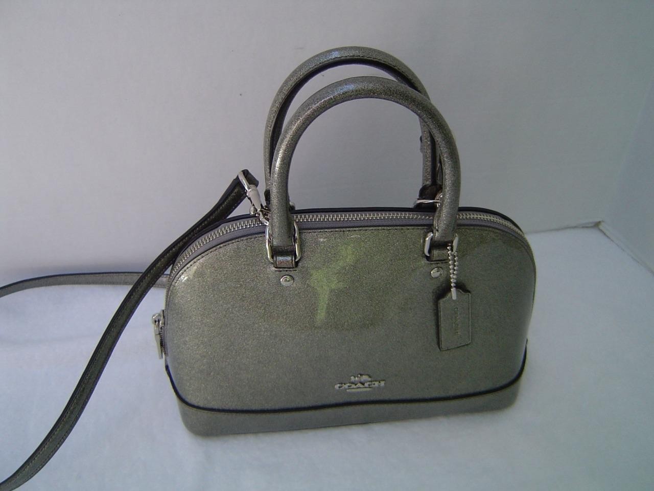AUTHENTIC COACH SILVER GLITTER PATENT LEATHER MINI SIERRA SATCHEL #29134 EUC/LN