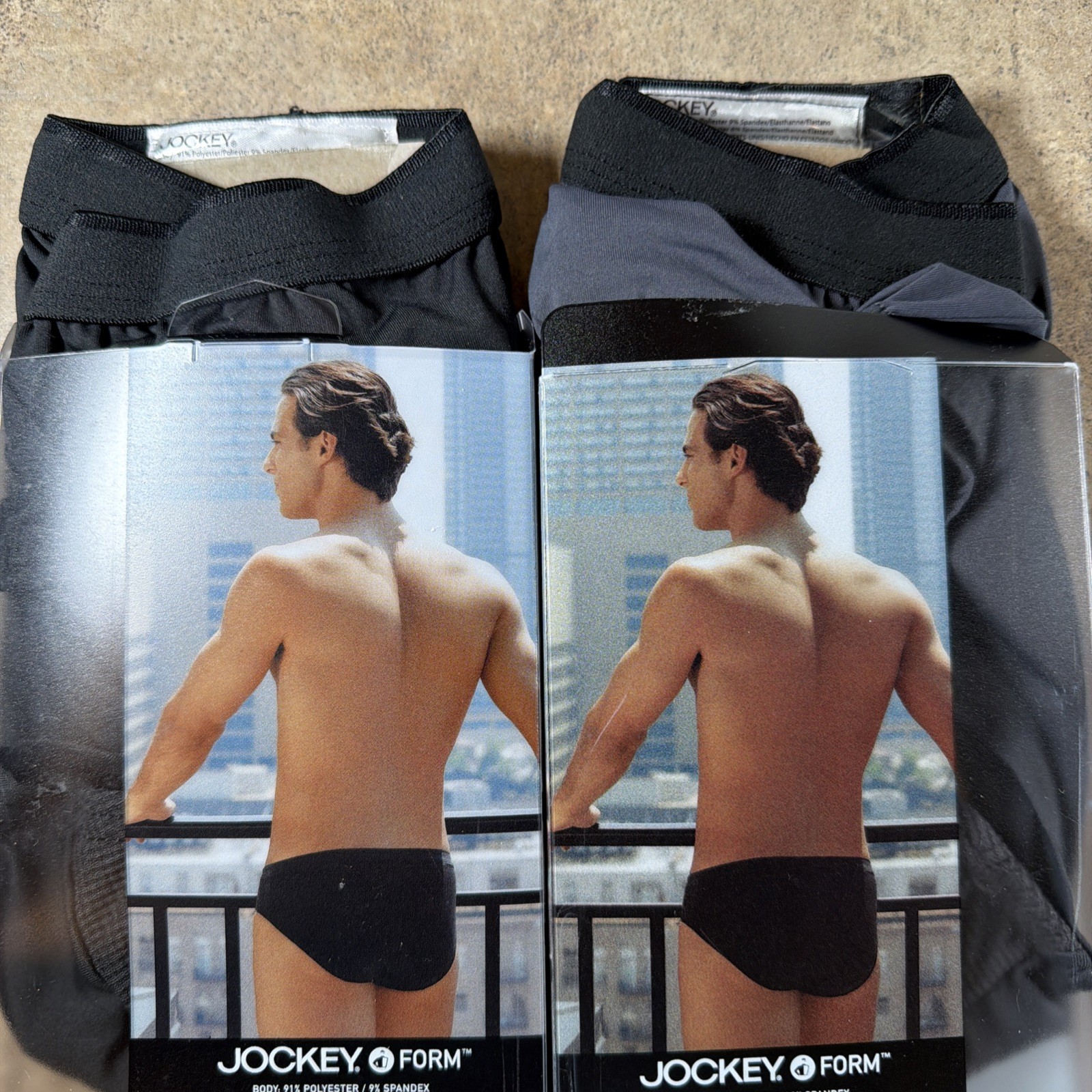 Vtg 2004 USA Jockey Form Mens Microfiber Bikini Briefs (2) Black & Gray OPEN Pkg