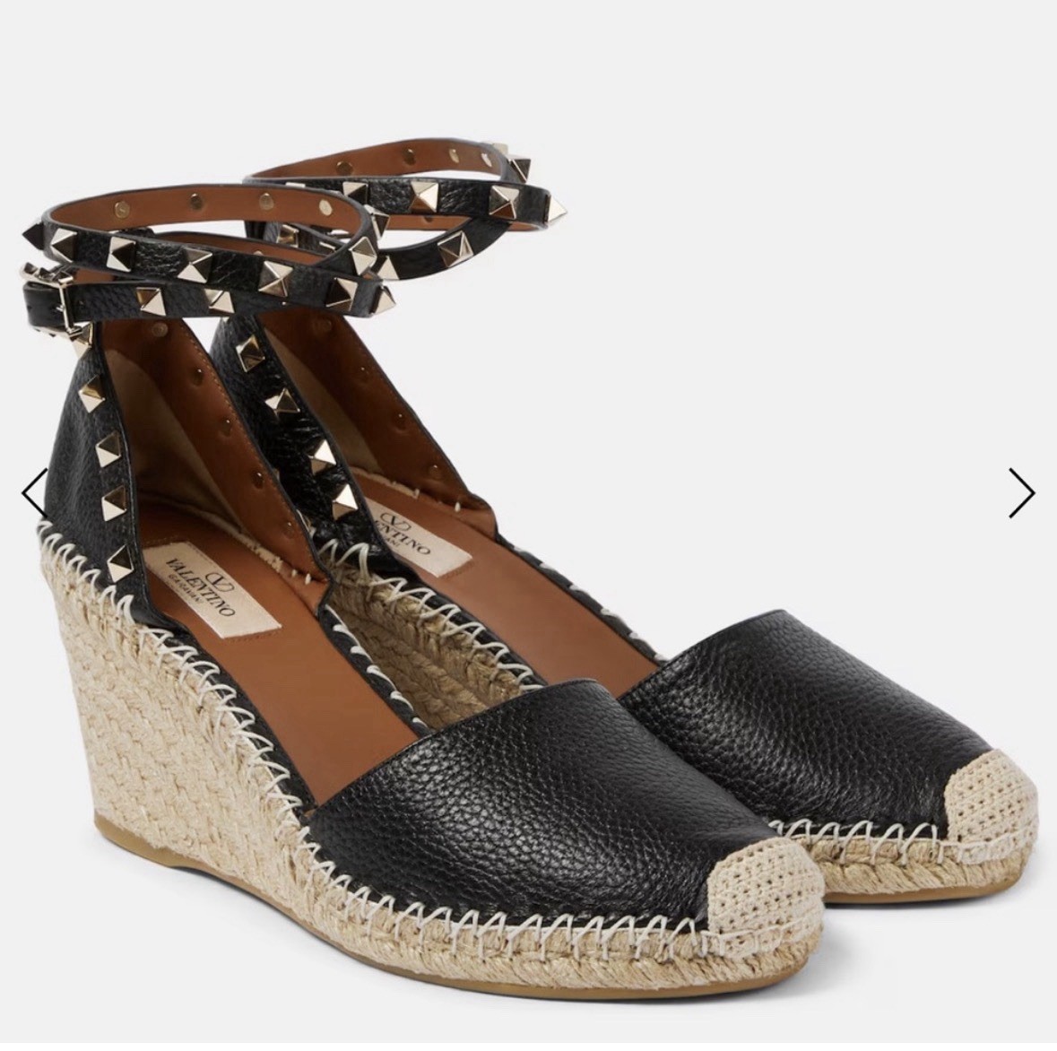 Valentino Rock Stud Closed Toe Espadrille Wedge in Black size EU37/US7