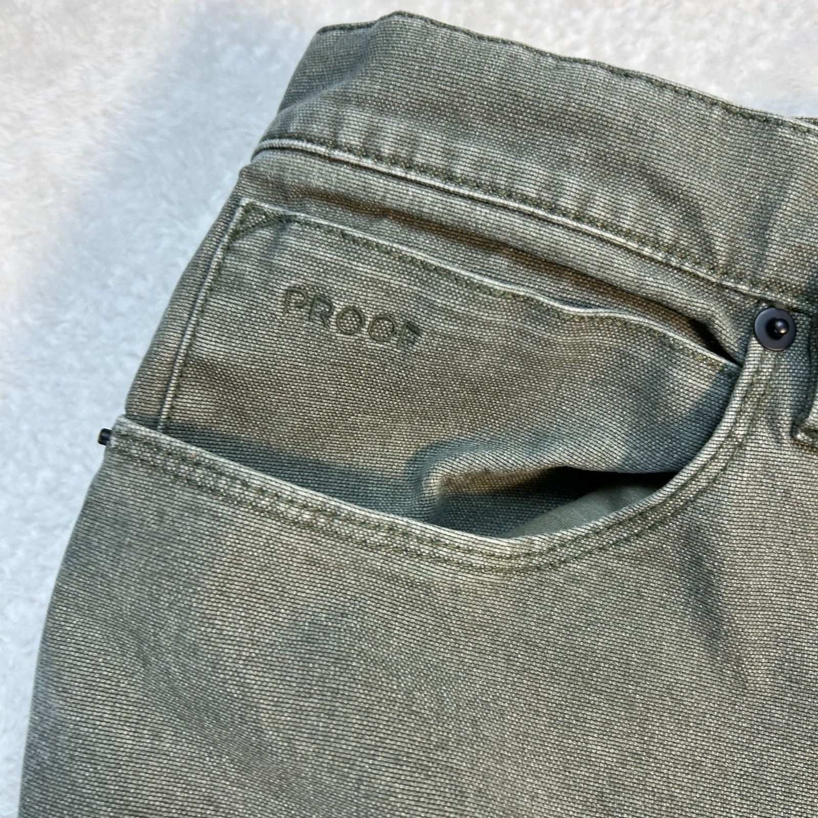 Proof Rover Pants Mens 33×32 Green Stretch Canvas Slim Fit Straight Leg Utility