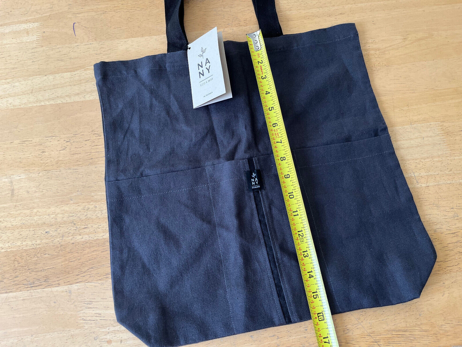 Petite-Mains Black LINEN Tote Shopper Bag – NANY Eco & Moi – 15″ x 16″