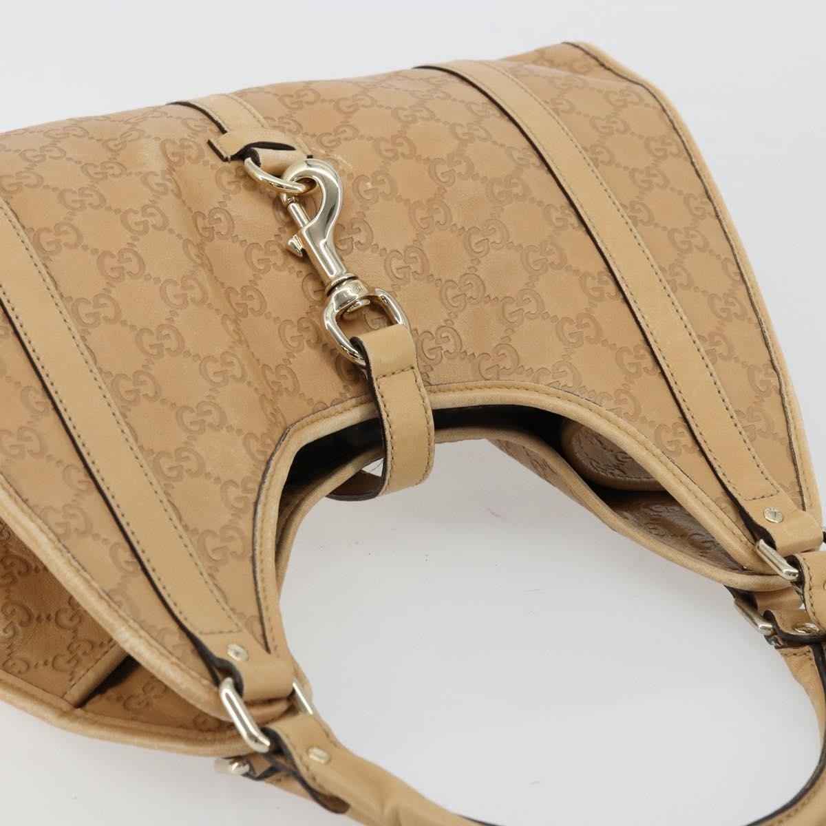 GUCCI GG Canvas Guccissima Jackie Bag Leather Gold Beige 203494 Auth ep14099