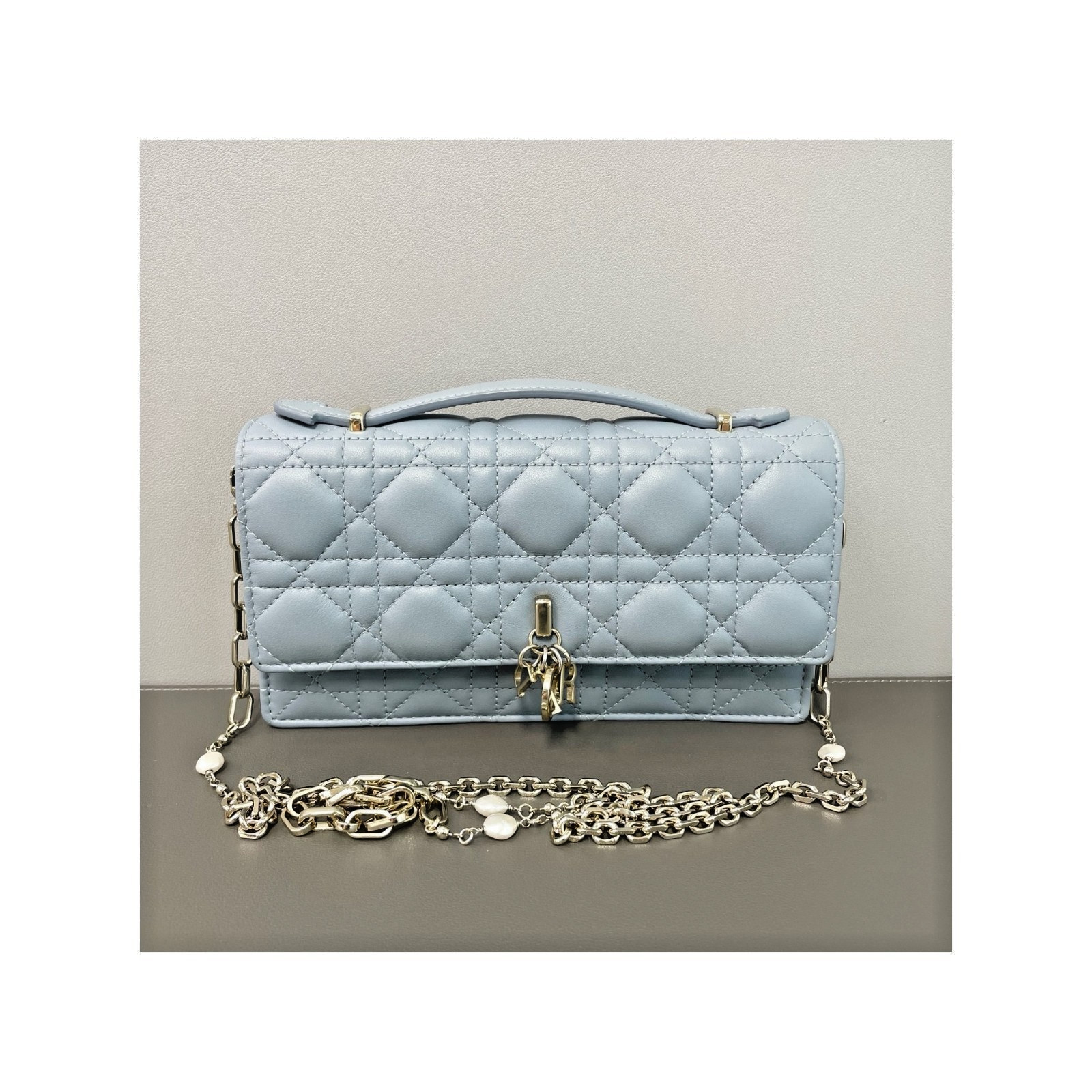 Authentic Dior Lady Dior WOC Quilted Lambskin WOC Ice Blue Silver-Tone and eBay