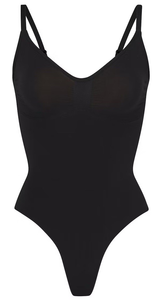 Skims Seamless Sculp Thong Bodysuit In Onyx Size Medium Shapewear New W/O Tags