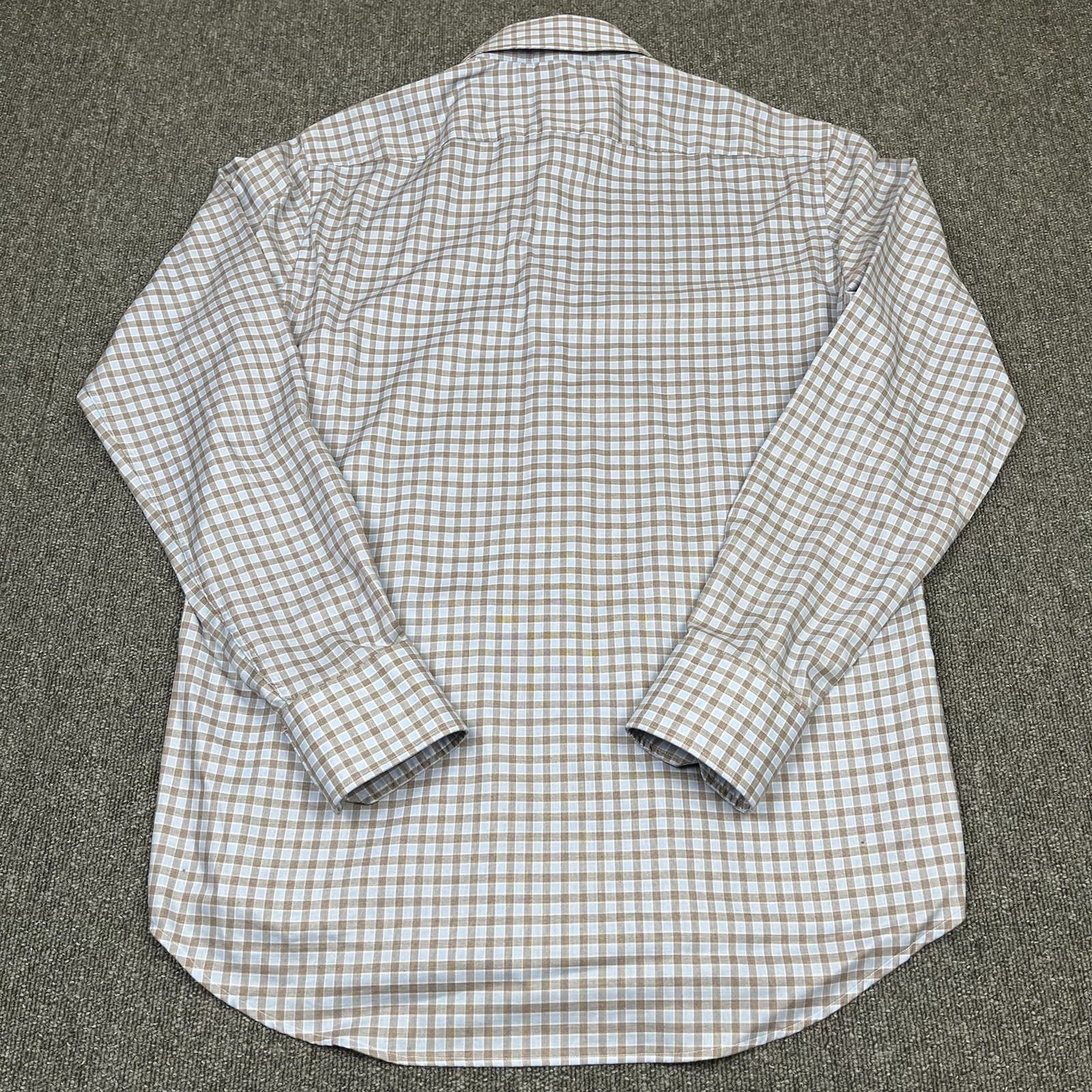Hugo Boss Shirt Mens 40 Blue Check Gerald Regular Fit Barrel Cuff Easy Iron
