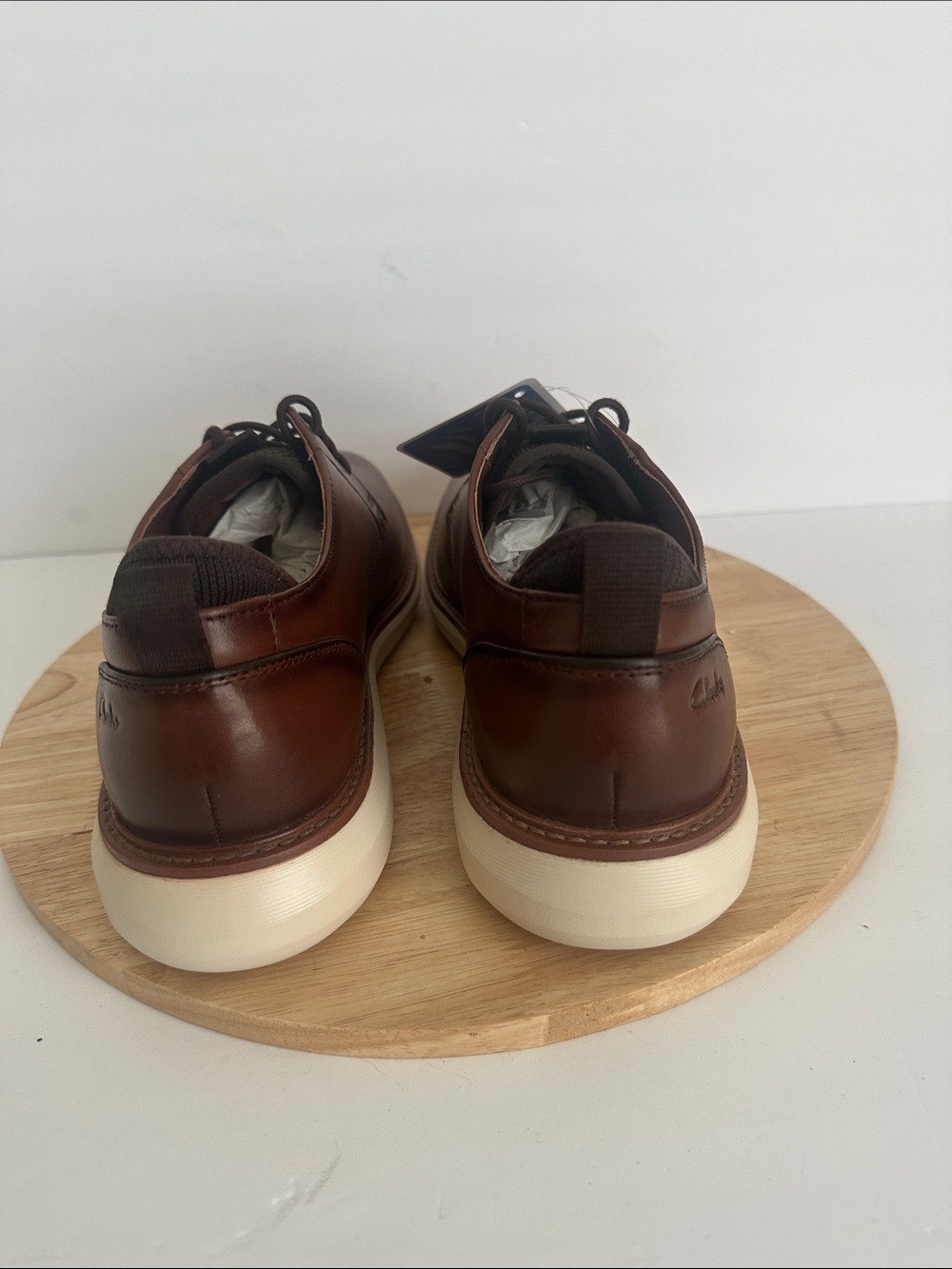 Clarks Brantin Plain Mens Round Closed Toe Oxford Shoes, Tan Sz 10.5M a1785